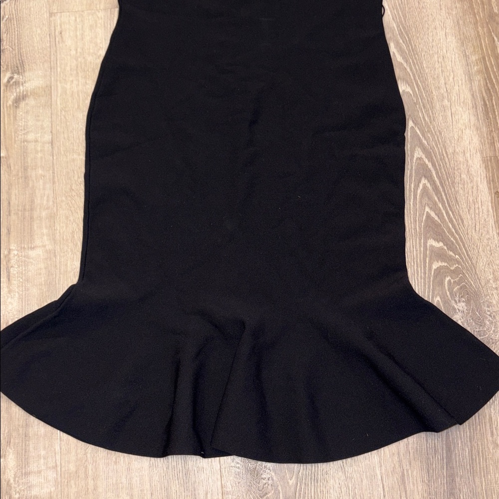 New York & Co. Eva Mendez Elegant Black off Shoulder Sleeve Dress - Picture 2 of 8